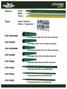 myGarden - 12' Fiberglass Stake Yellow HD25mm dia. Hollow Unpointed